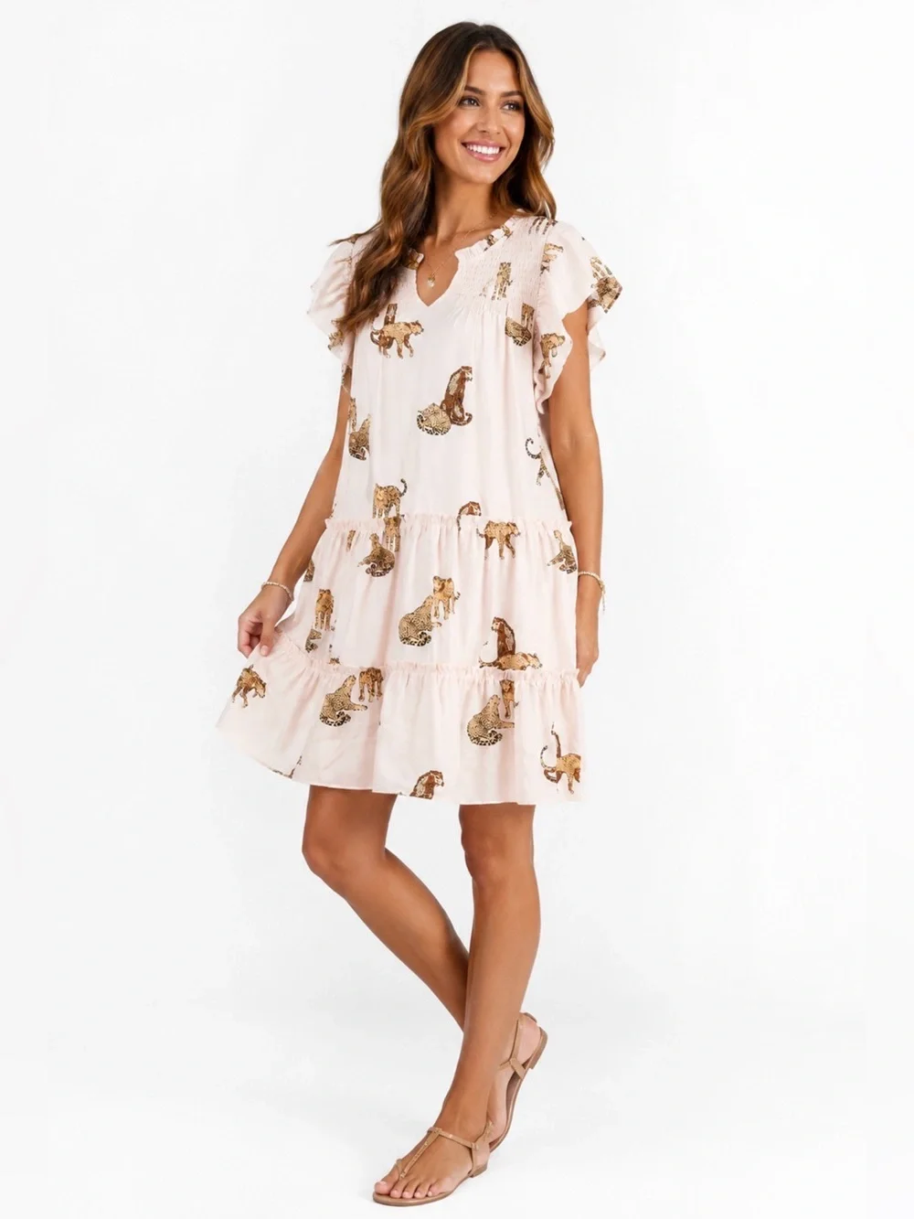 Umgee Cream Leopard Dress